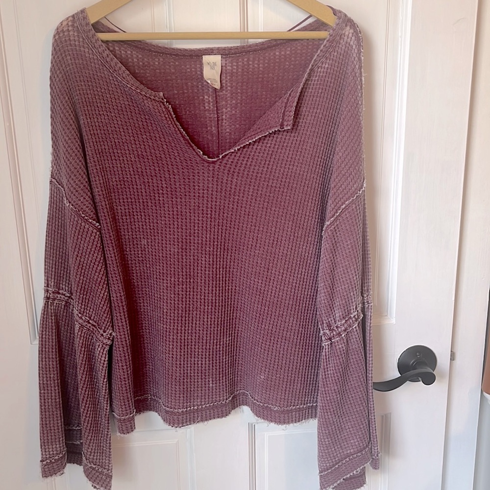 We The Free Size S Bell-Sleeve Waffle Top
